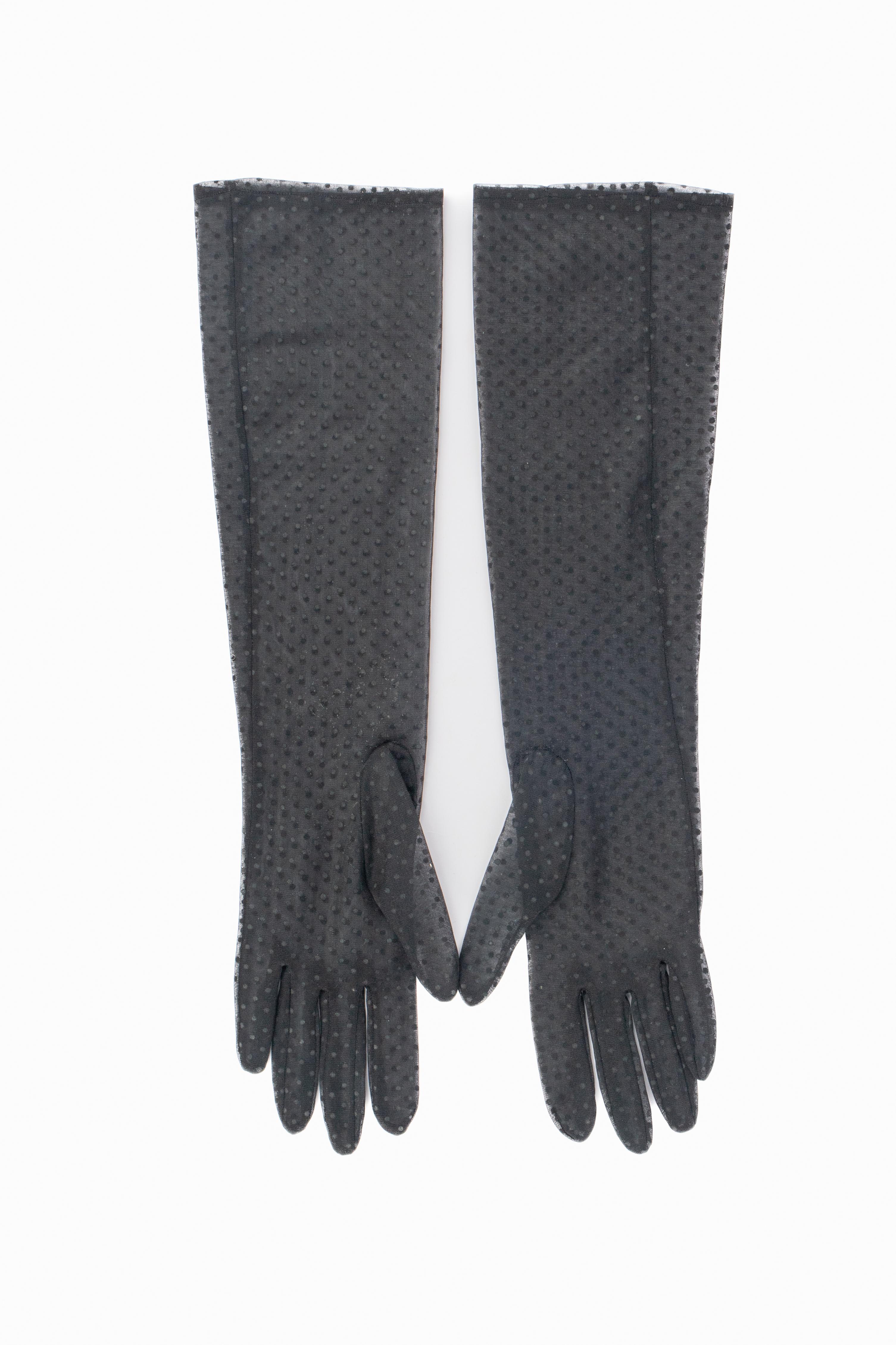 Nero Guanti neri a pois in vendita