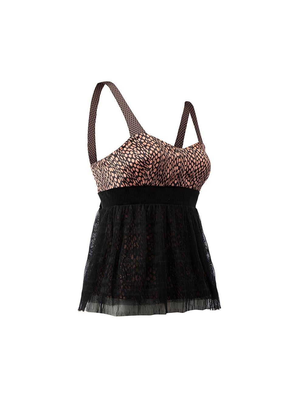 CONDITION is Never worn, with tags. No visible wear to top is evident on this new La Perla designer resale item. 
 
 Details
  Multicolour
 Silk
 Sleeveless top
 Dotted pattern
 Corseted with ruched panel
 Back zip closure with hook and eye
 Peplum