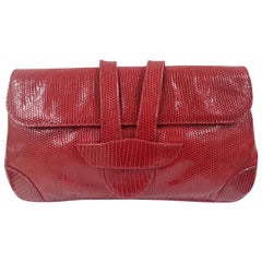 Dotti red snakeskin leather clutch 