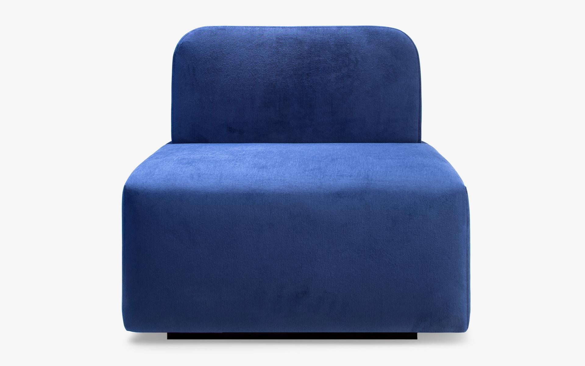 Dottie Blaues Einzel Modul-Sitzmöbel (Handgefertigt) im Angebot