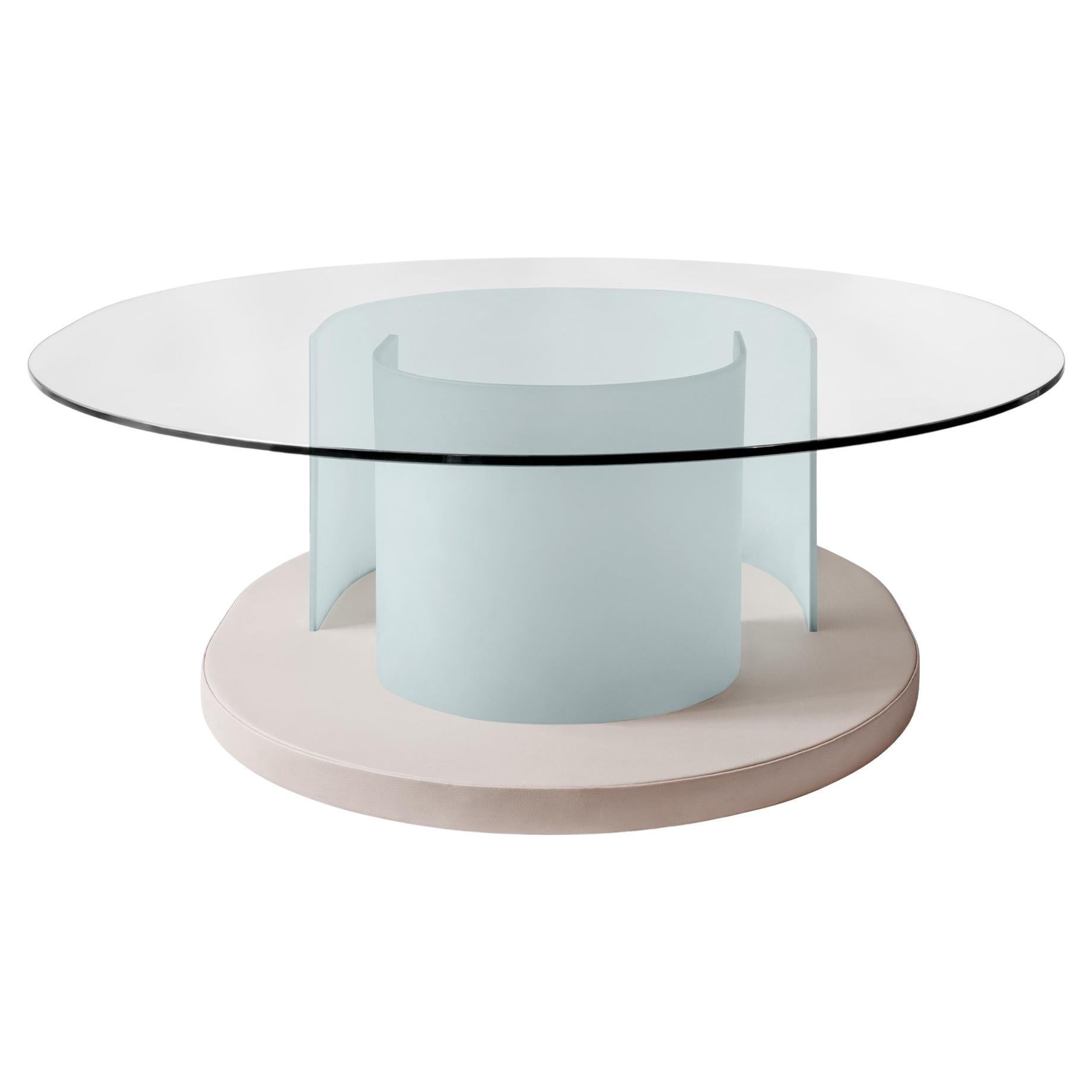 Dottie Elliptic Glass Light Coffee Table For Sale