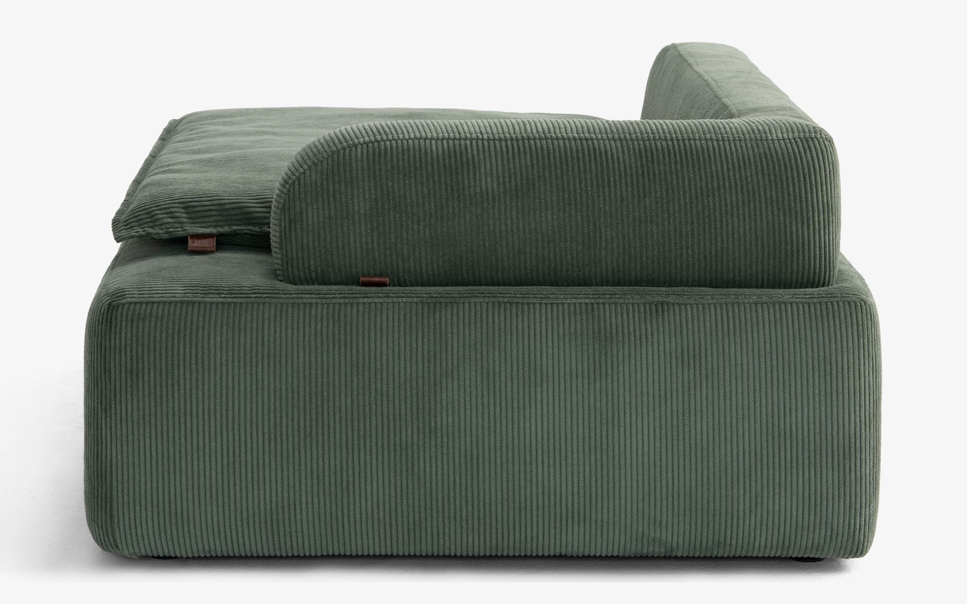 Dottie Green Corduroy Velvet Upholstered Pet Bergere For Sale 2