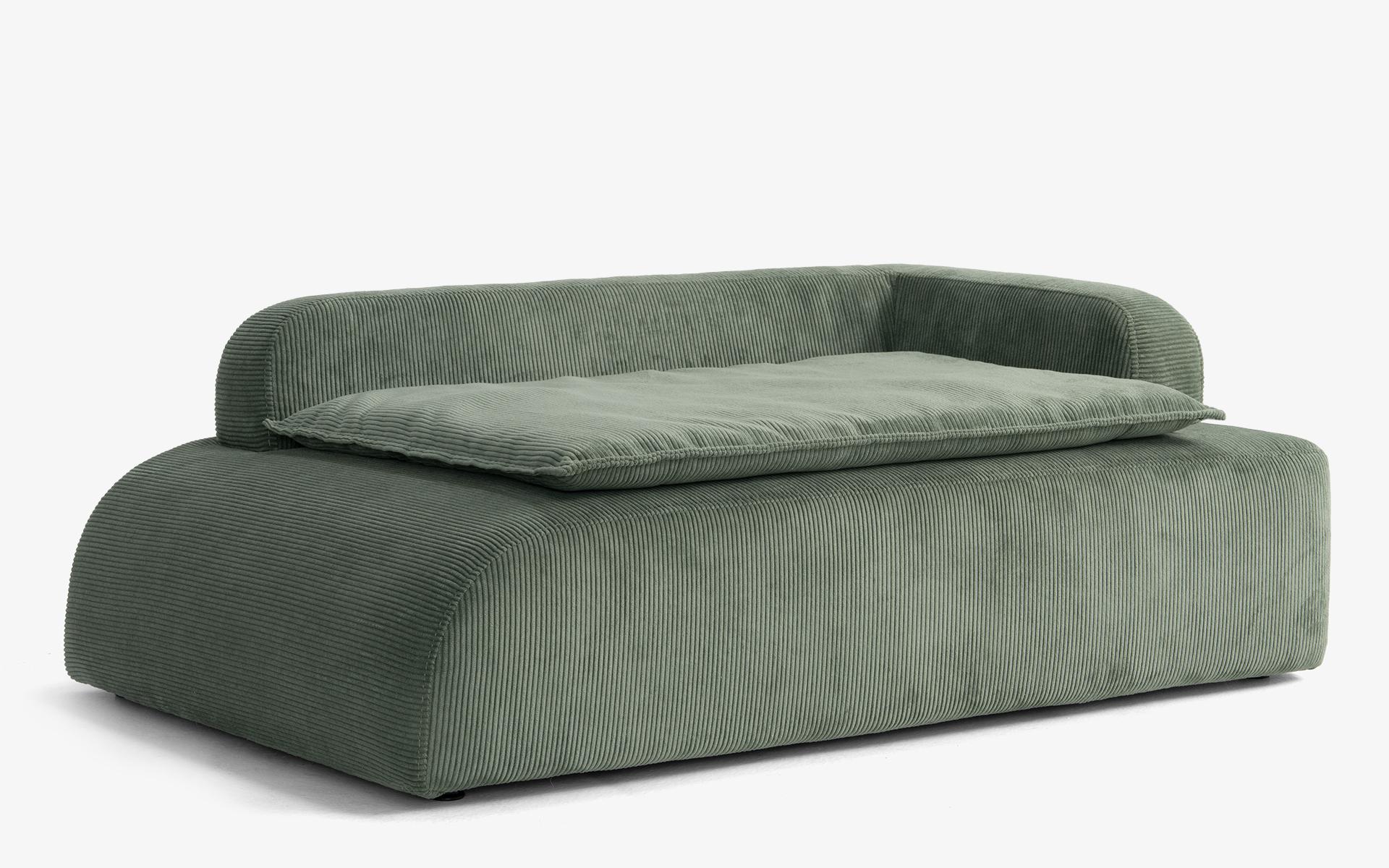 Dottie Green Corduroy Velvet Upholstered Pet Bergere For Sale 4