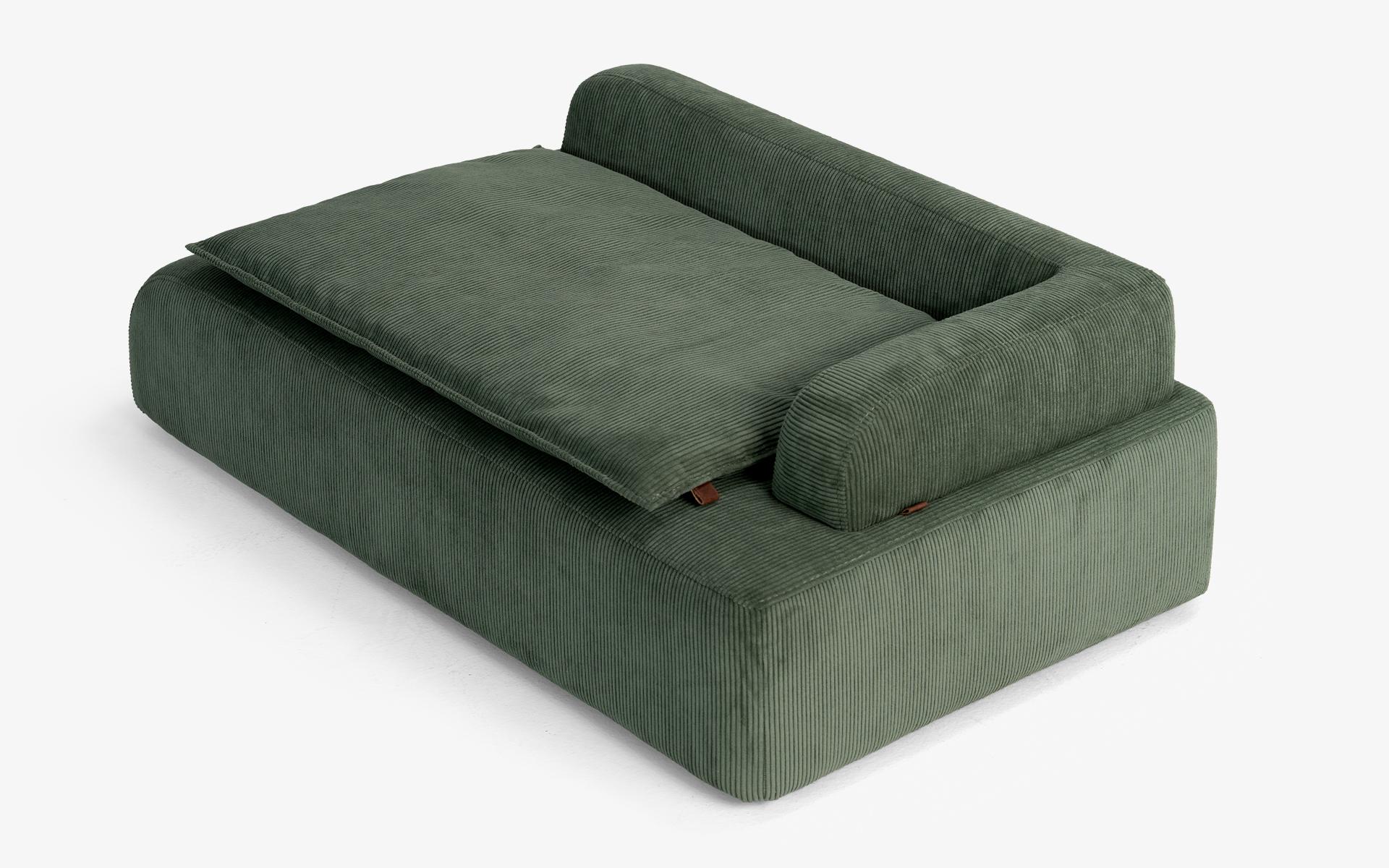 Dottie Green Corduroy Velvet Upholstered Pet Bergere For Sale 1
