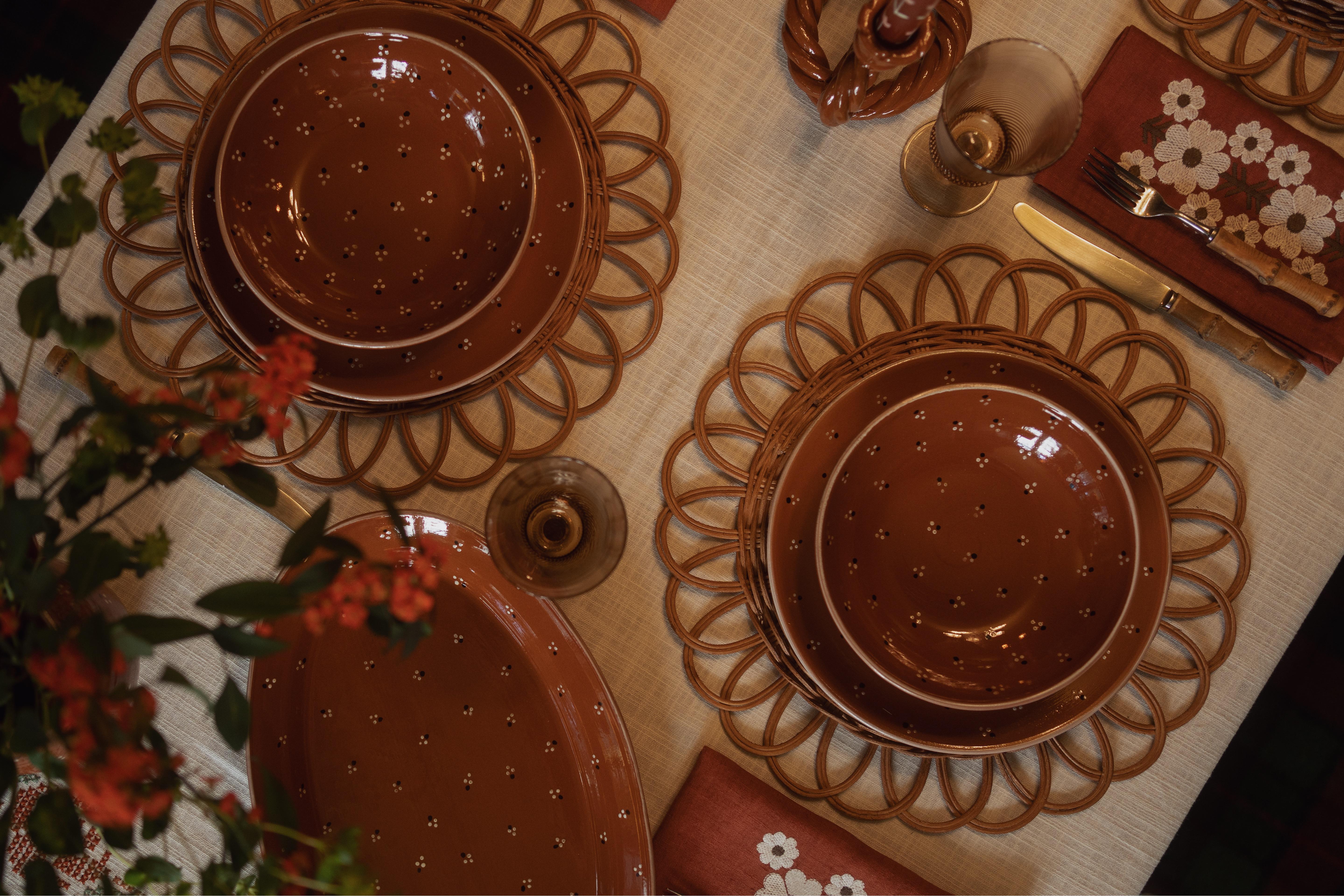 italien Grand bol Dotty en terre cuite, céramique en vente