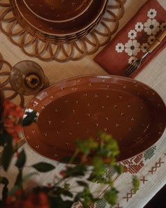 Dotty Serving Platter in Terracotta, Ceramics