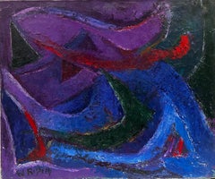 1960s French Bright Abstract Amazing Purple Colors & Composition