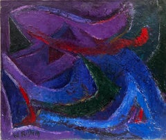 1960s French Bright Abstract Amazing Purple Colors & Composition