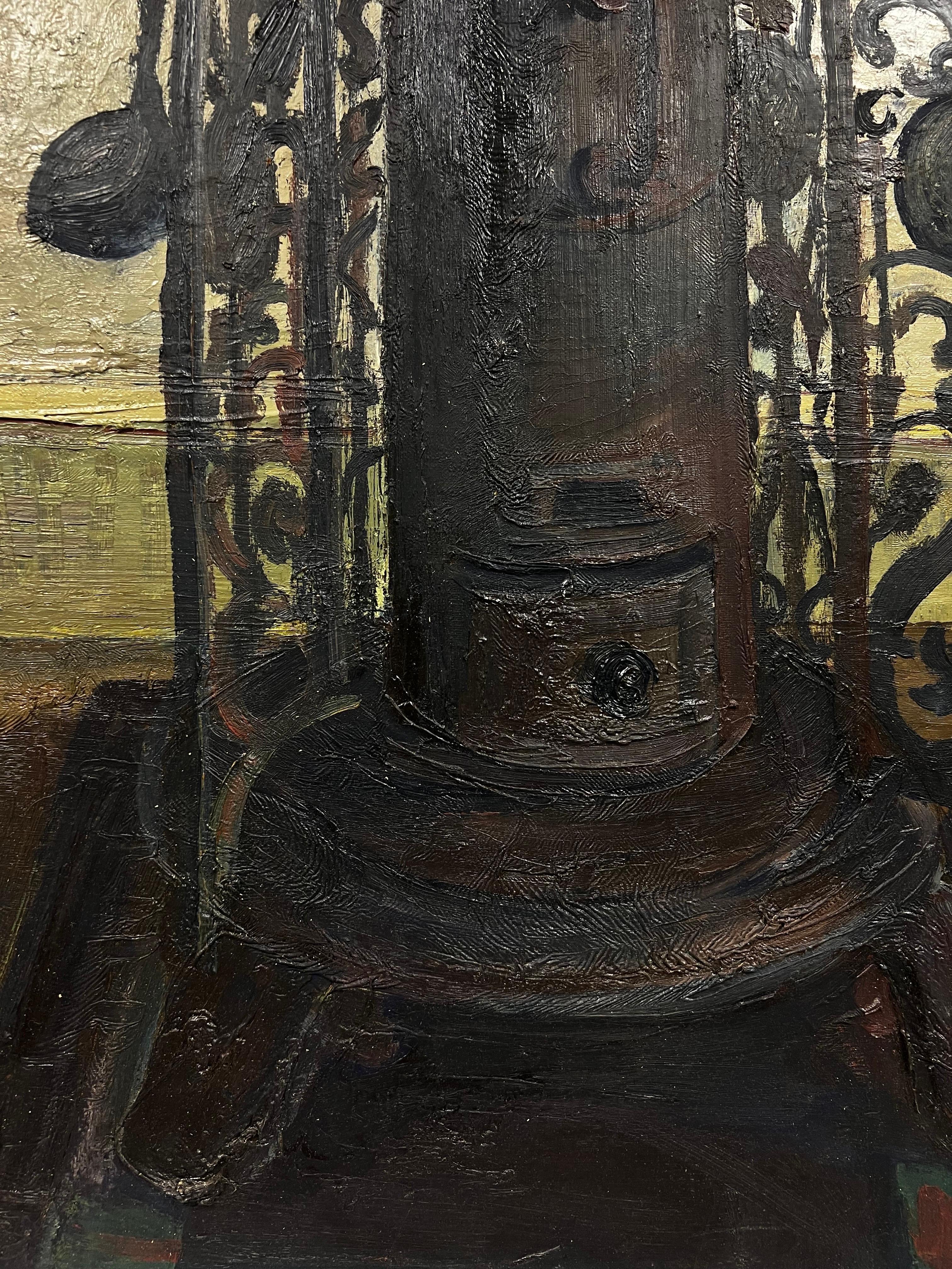 Le poêle
par Édouard Righetti (1924-2001)
signé et daté. 

Signé en bas du front 
peinture à l'huile sur toile, magnifiquement peinte avec de l'huile d'empâtement épaisse et des couleurs vives. 
très bonne condition

taille : 32 pouces x 23