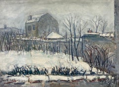 1960's French Post-Impressionist Oil - Winter French Landscape in Sannois, Paris