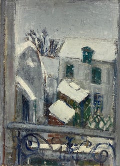 1960's French Post-Impressionist Oil - Winter Paris View In Rue De Neuilly