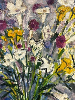 1970s French Interior Still Life - Flowers in deep Blue Vase - Superb Original