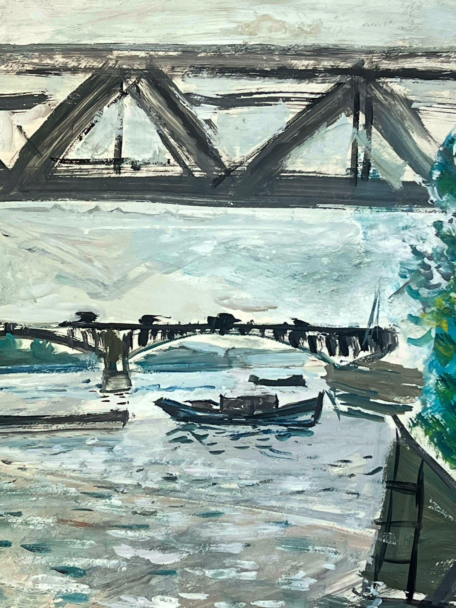 Featuring Boats and Riverbank Elements
Signed by Édouard Righetti (1924-2001)
Oil/gouache painting on artist paper, beautifully painted.
very good condition
size: 19.75 x inches x 26 inches, unframed
provenance: all the paintings we have for sale by