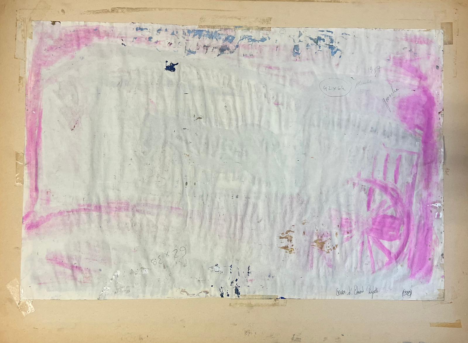 Olio francese post impressionista Scena di fattoria rustica con cavallo e carrozza in vendita 4