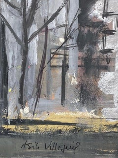 Mid Century French Post-Impressionist Painting, Grey Skies Through Window