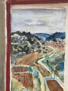 Mid Century French Post-Impressionist Painting Provencal Window View from Room