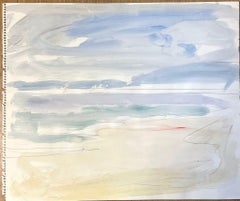 Minimalist Coastal Landscape in Soft Hues Abstract Watercolor