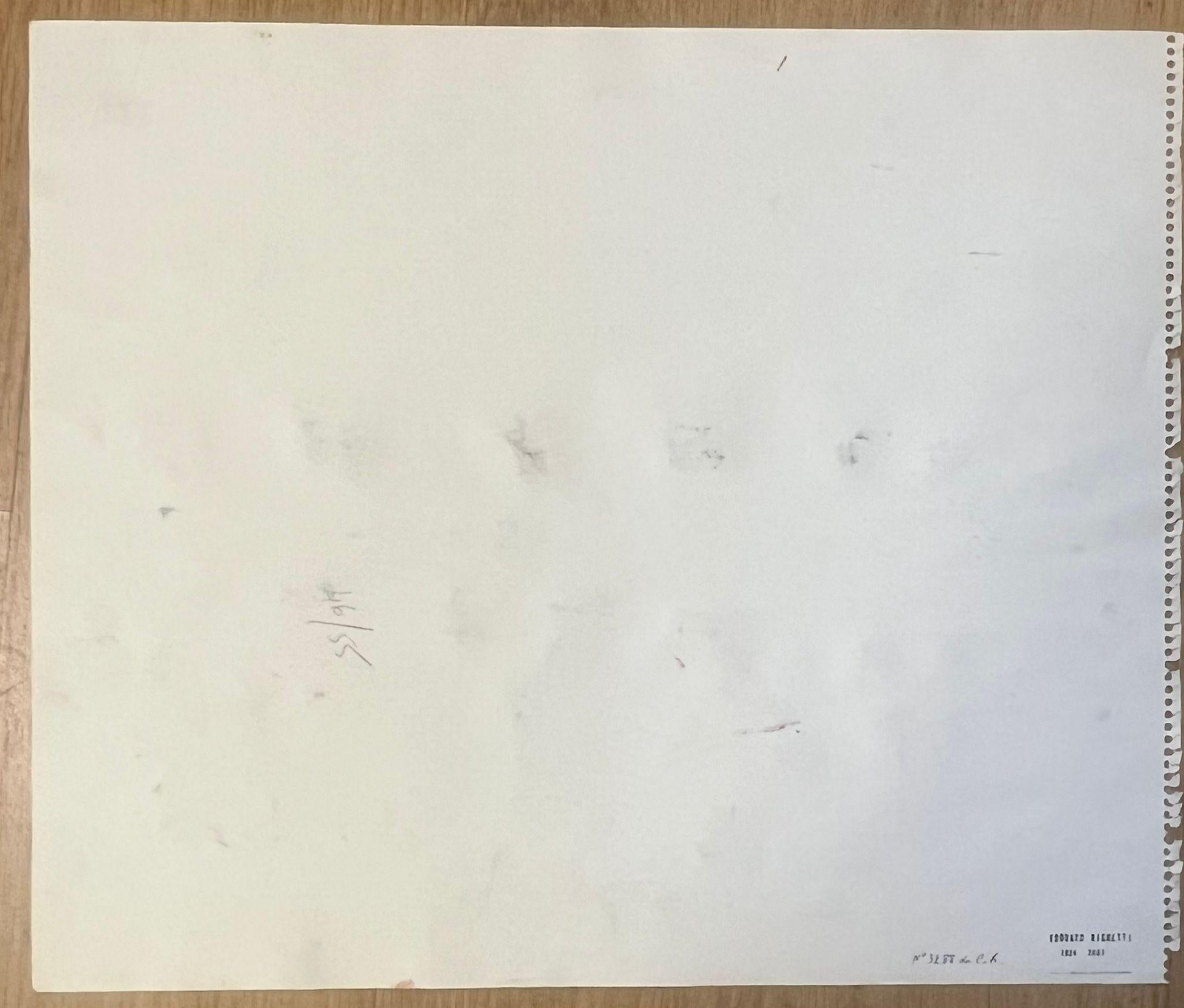 Paisaje costero minimalista en tonos suaves Acuarela abstracta en venta 1