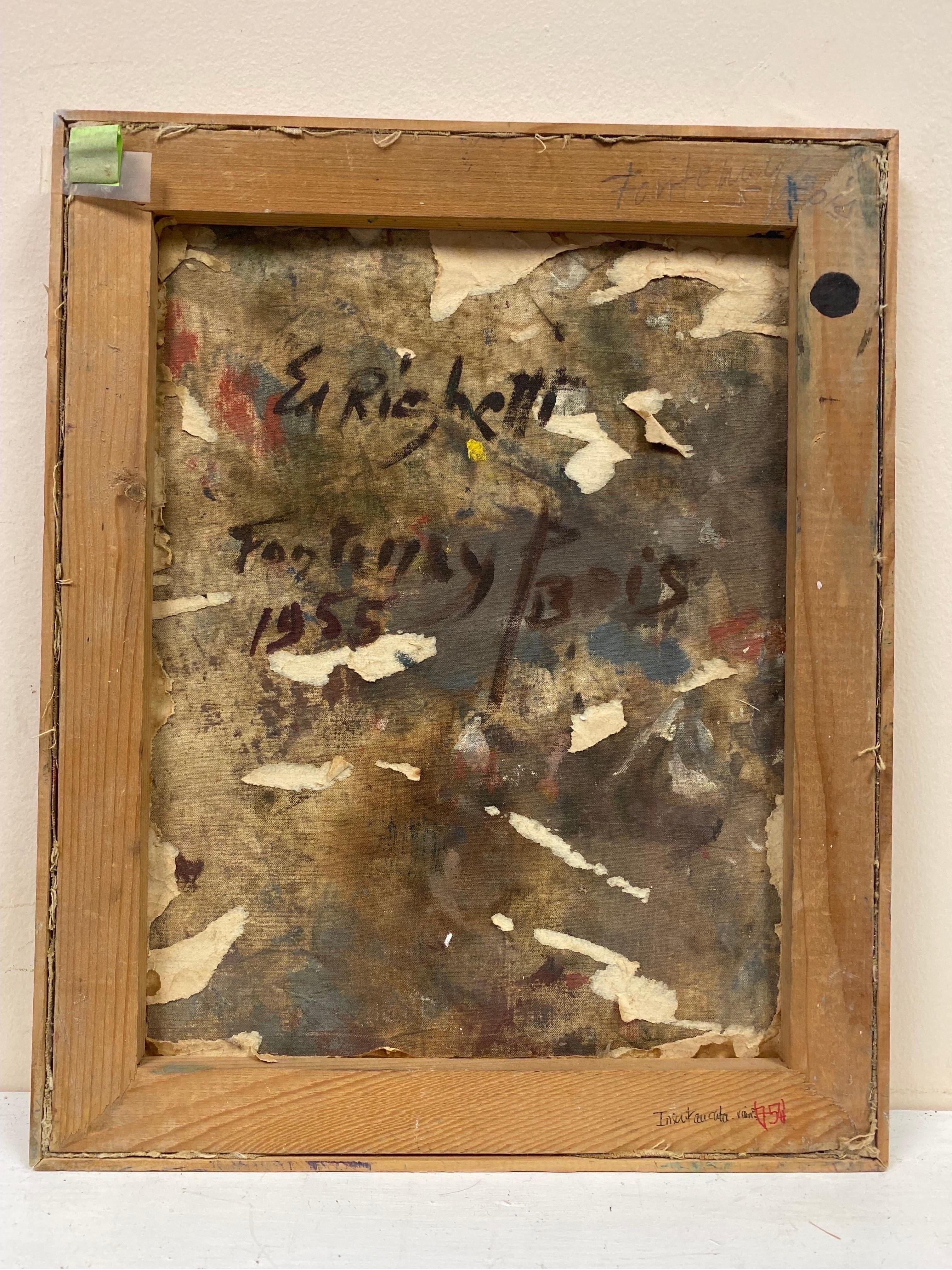 Olio originale post-impressionista della metà del secolo scorso - Fiore in vaso 2