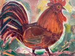 Original French Mid Century Post-Impressionist Oil - Grand Cockerel 