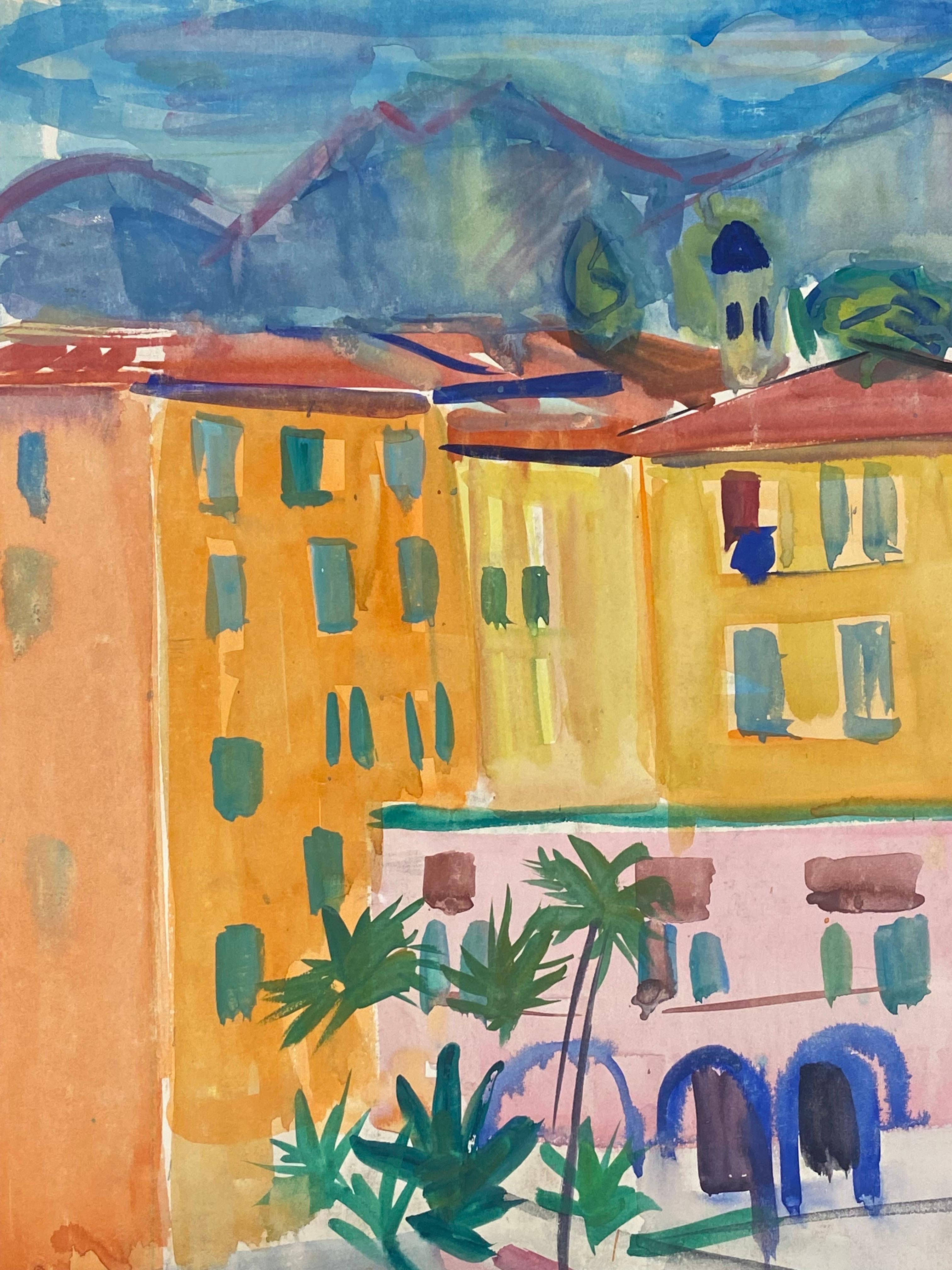 Original French Mid Century Post-Impressionist Painting St Tropez Harbour 2
