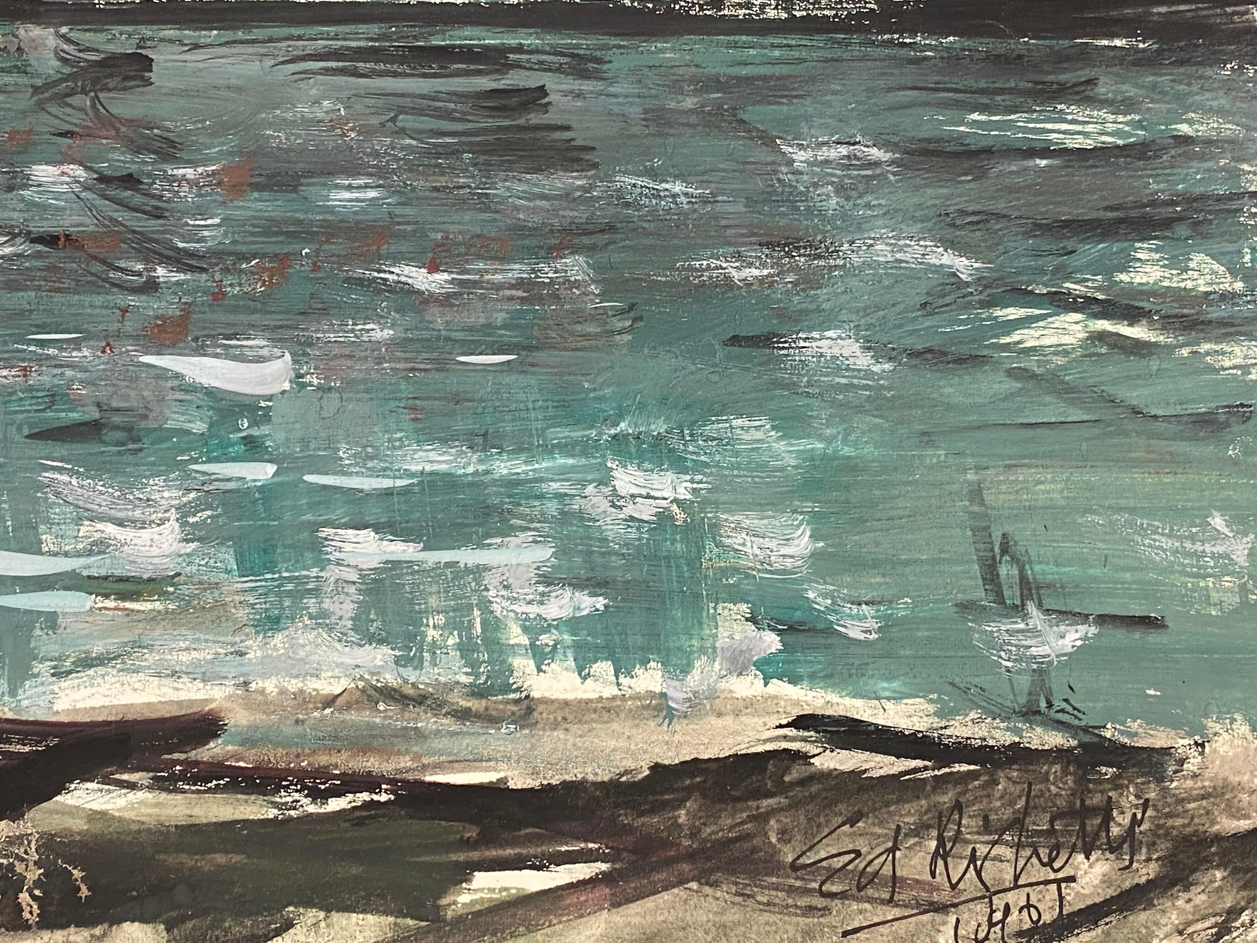 Original French Mid Century Post-Impressionist Power Station Landscape 1