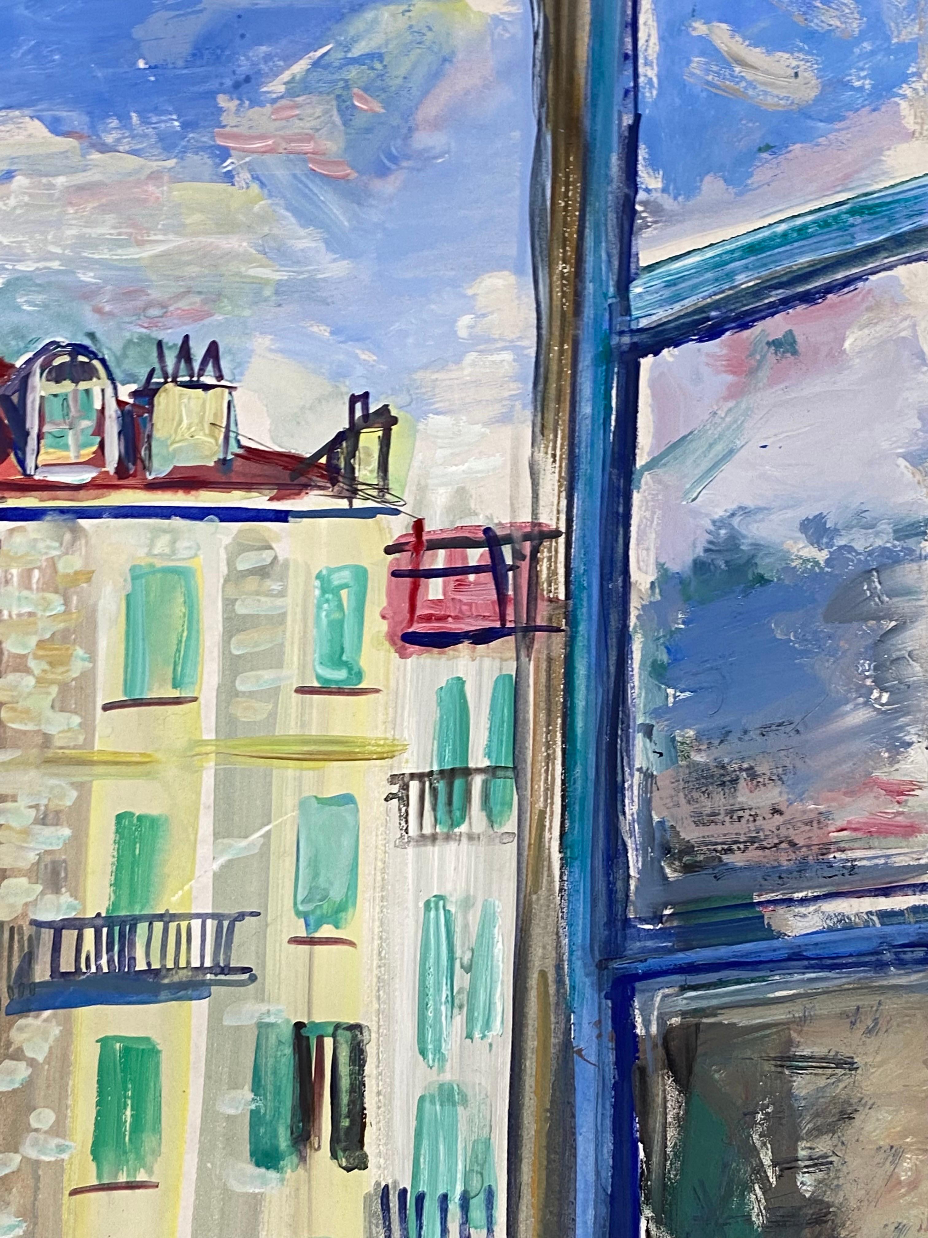 Original French Mid Century Post-Impressionist Watercolour- Through The Window 2