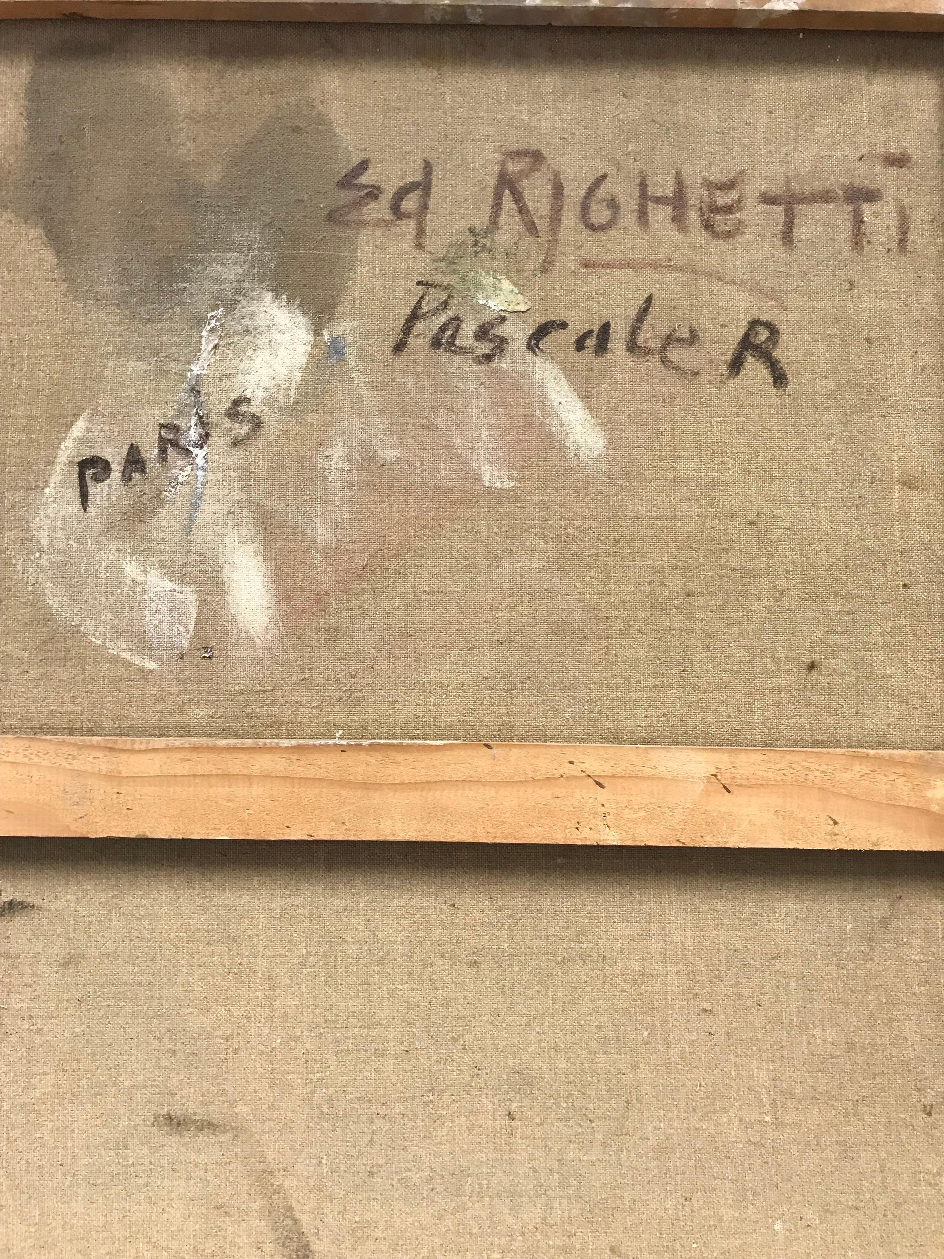 Ritratto di ragazza in rosa con limoni, olio post-impressionista francese della metà del secolo scorso in vendita 2