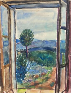 Provence Room with a View, Mid Century French Post-Impressionist Painting