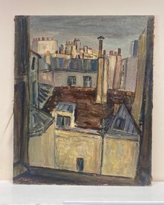 Rue Jacob Paris Rooftops 1950 Superb Original French Post-Impressionist Oil