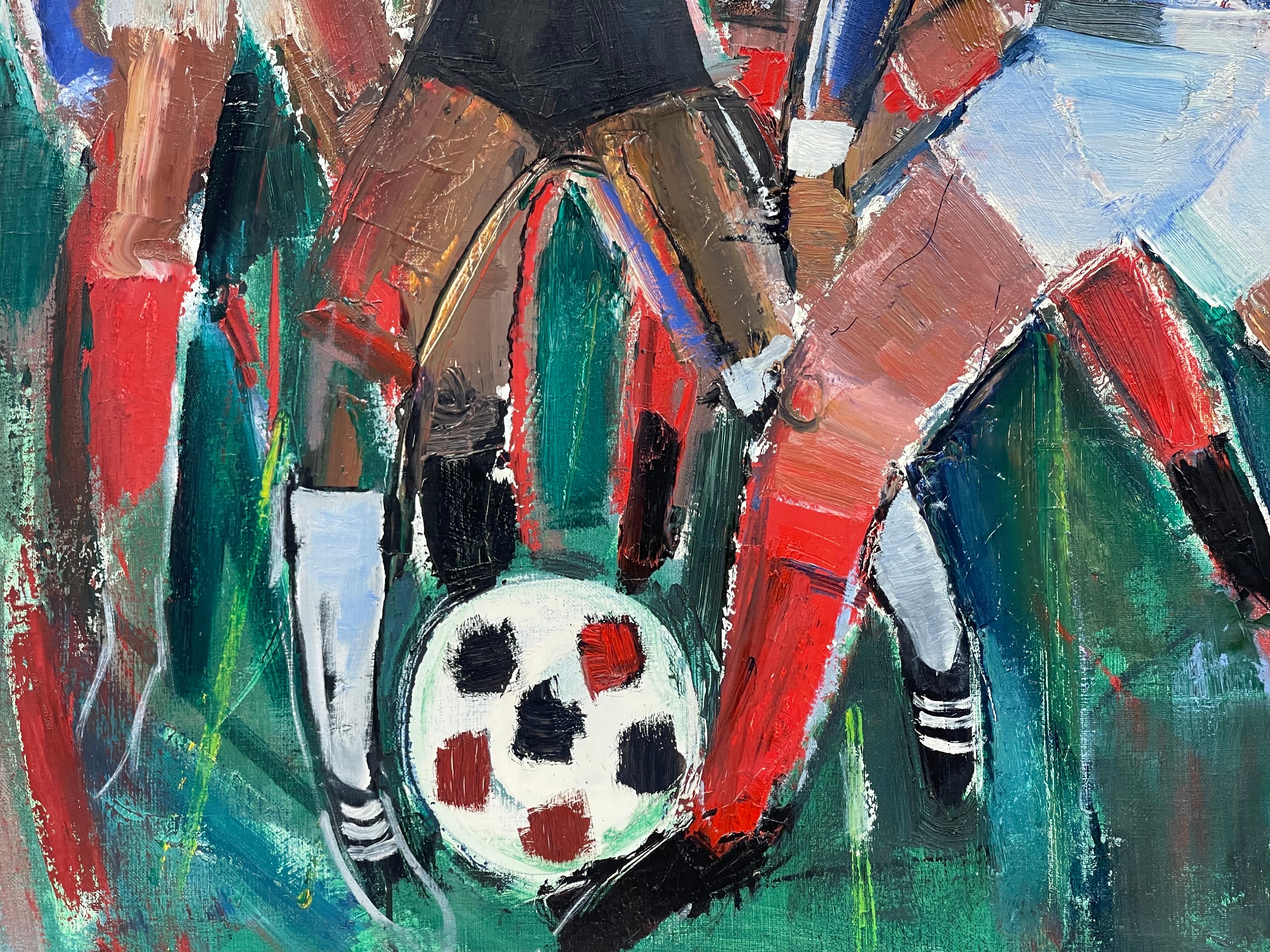 Le match de football
par Édouard Righetti (1924-2001)

Signé en bas du recto et du verso

Peinture à l'huile sur toile, magnifiquement peinte avec un épais empâtement d'huile et des couleurs vives ; une représentation étonnante de ce jeu vibrant et