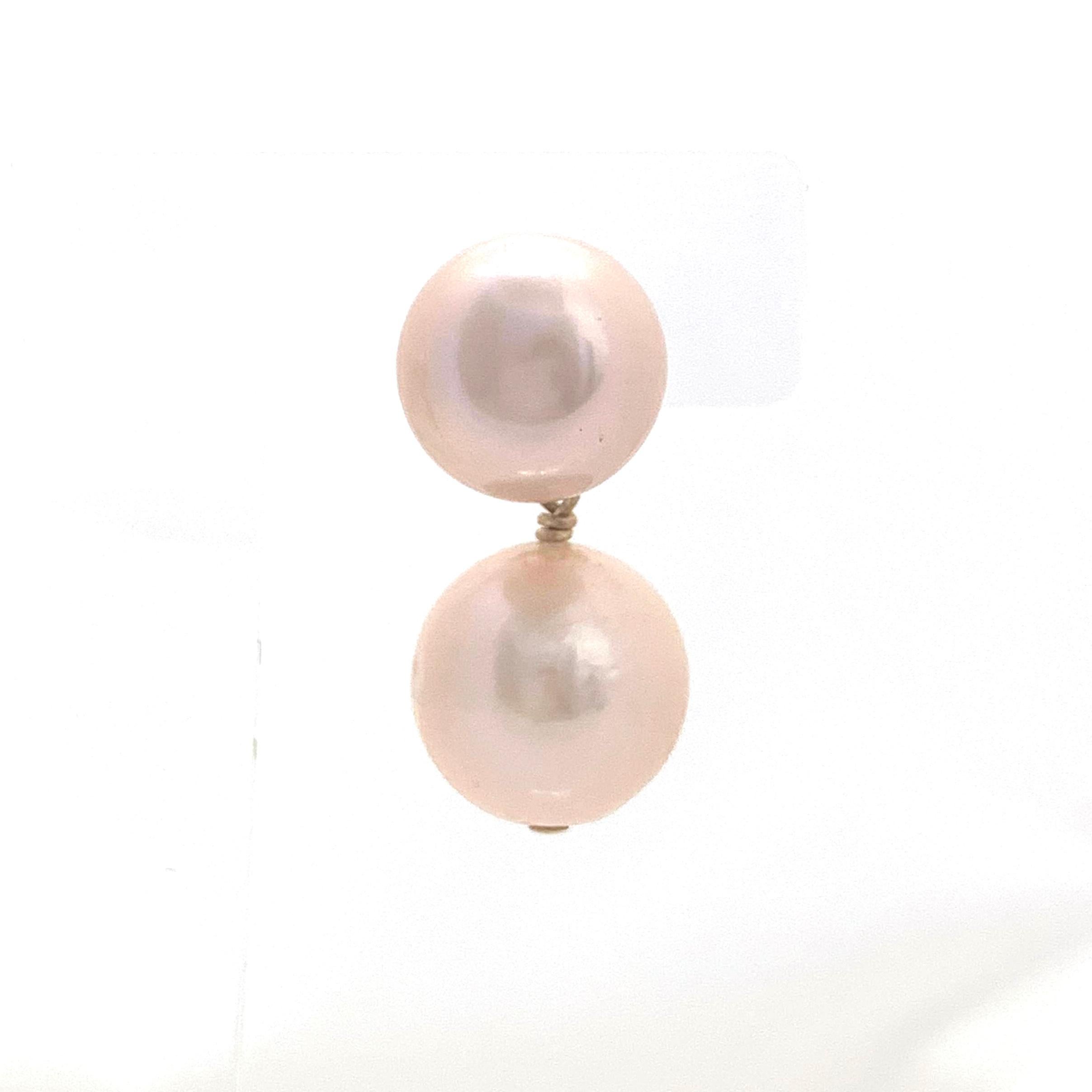 Double 12-13mm Cultured Pearl Drop Earrings In New Condition In Los Angeles, CA