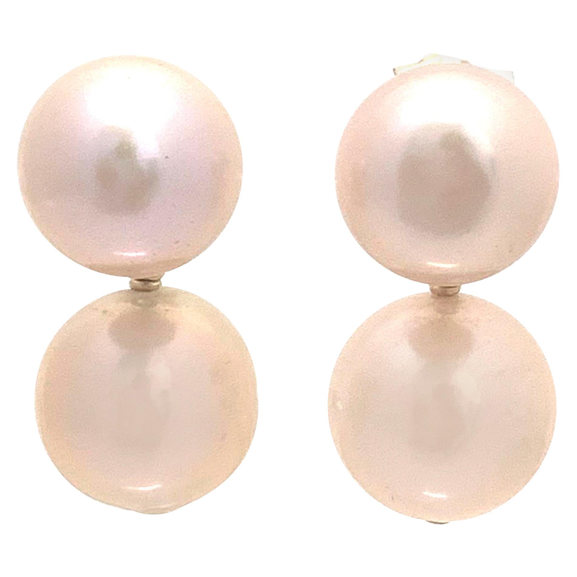 Double 12-13mm Cultured Pearl Drop Earrings