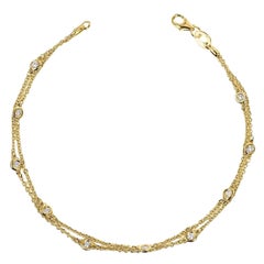 Double 2 Row Diamond Station Bracelet Yellow Gold Double 2 Row Diamond Station Bracelet Yellow Gold