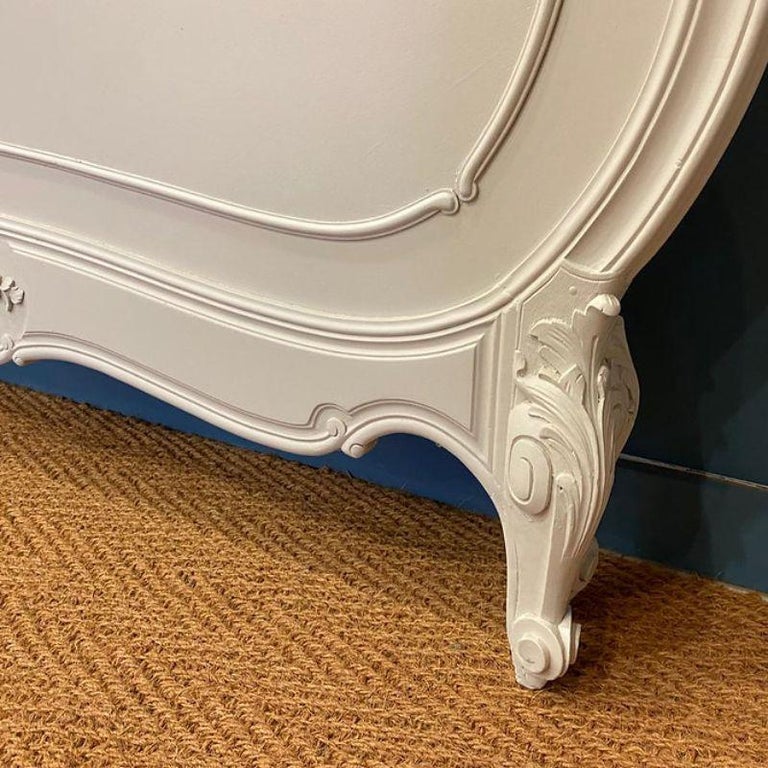 Double (4'6") Antique French Newly Painted Wooden Bed Louis XV, Rococo