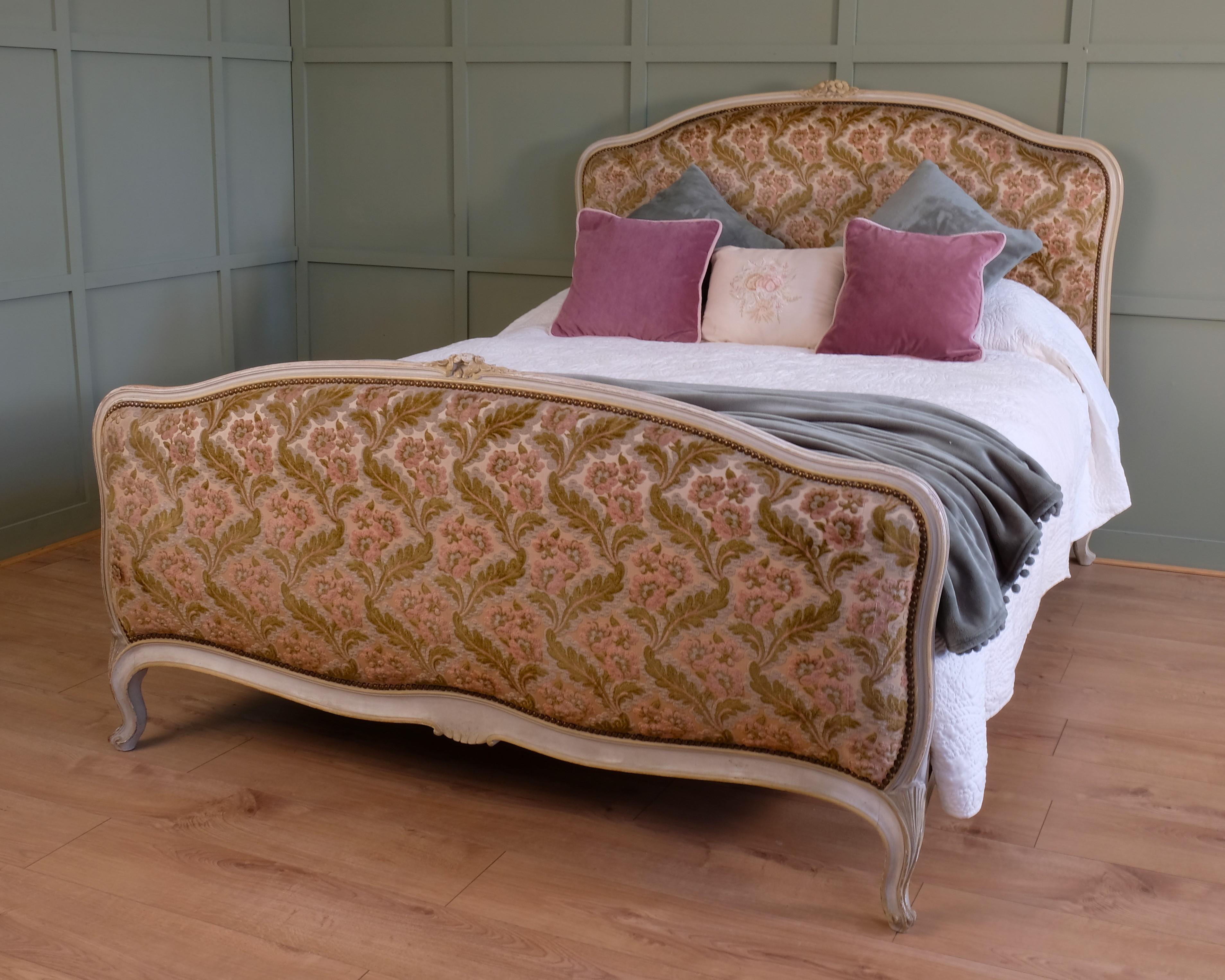 20th Century Double, Antique French Upholstered Bed For Sale