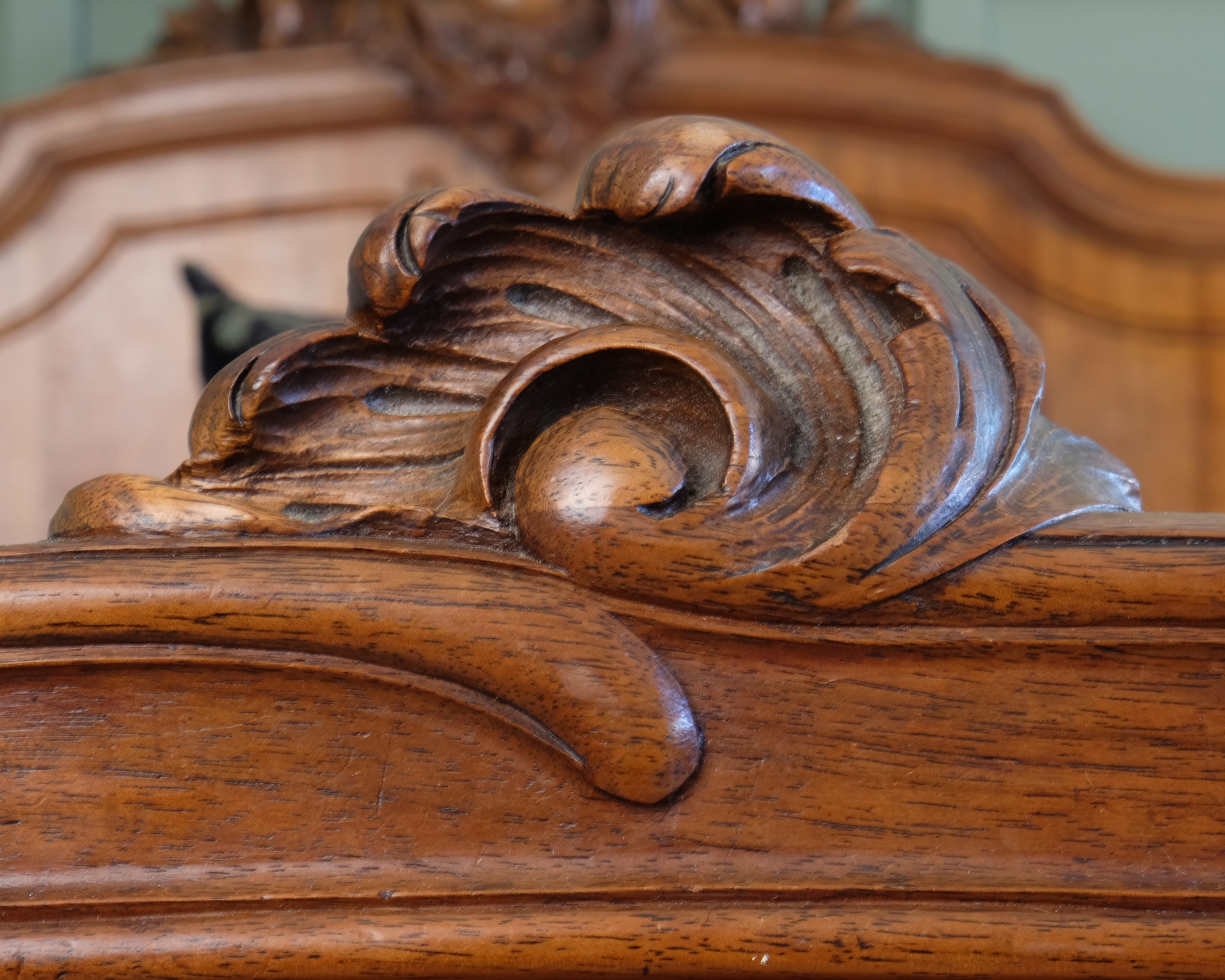 Double, Antique French Walnut Louis XV Bedstead In Good Condition In Headley, GB