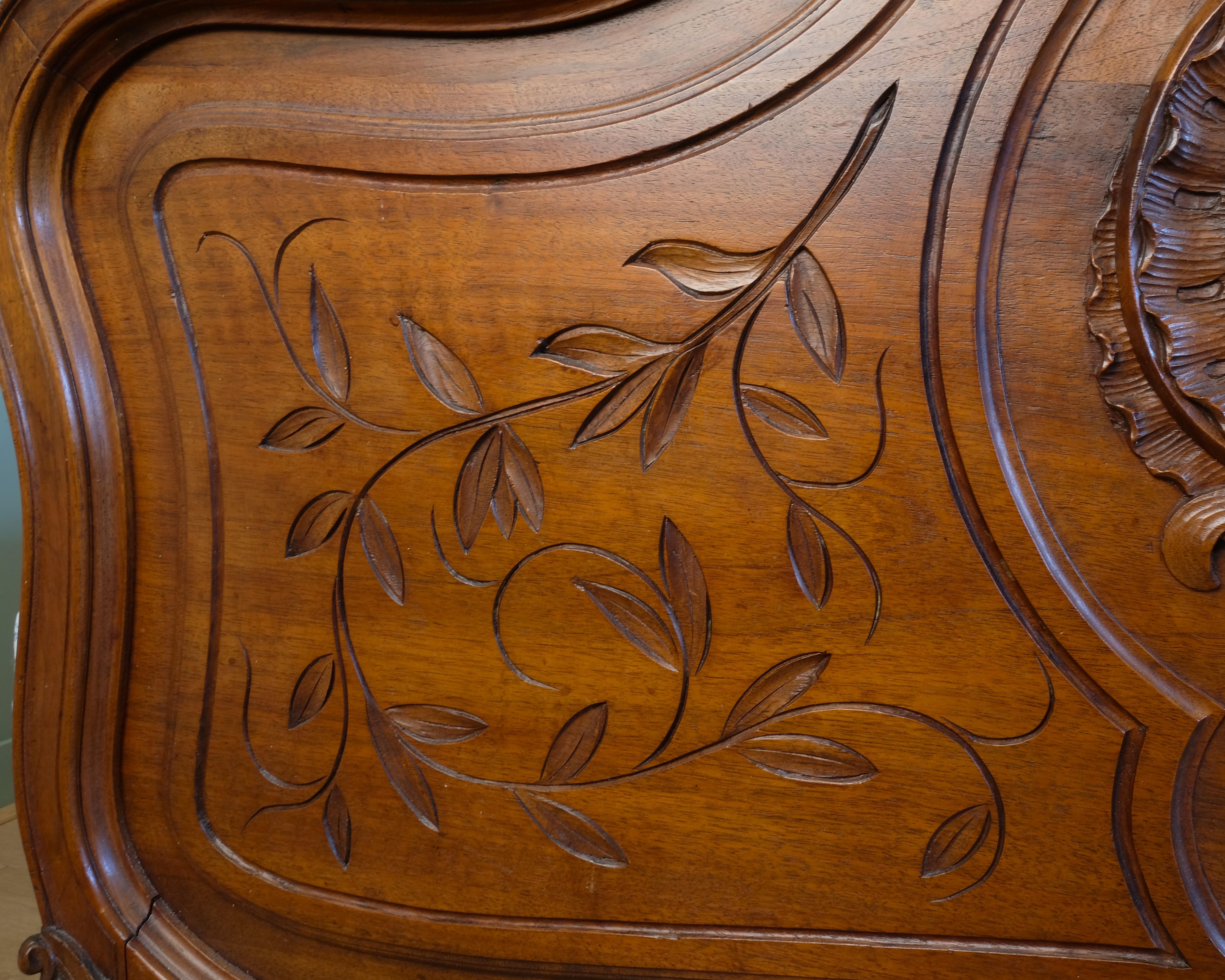 Double, Antique French Walnut Louis XV Bedstead 2