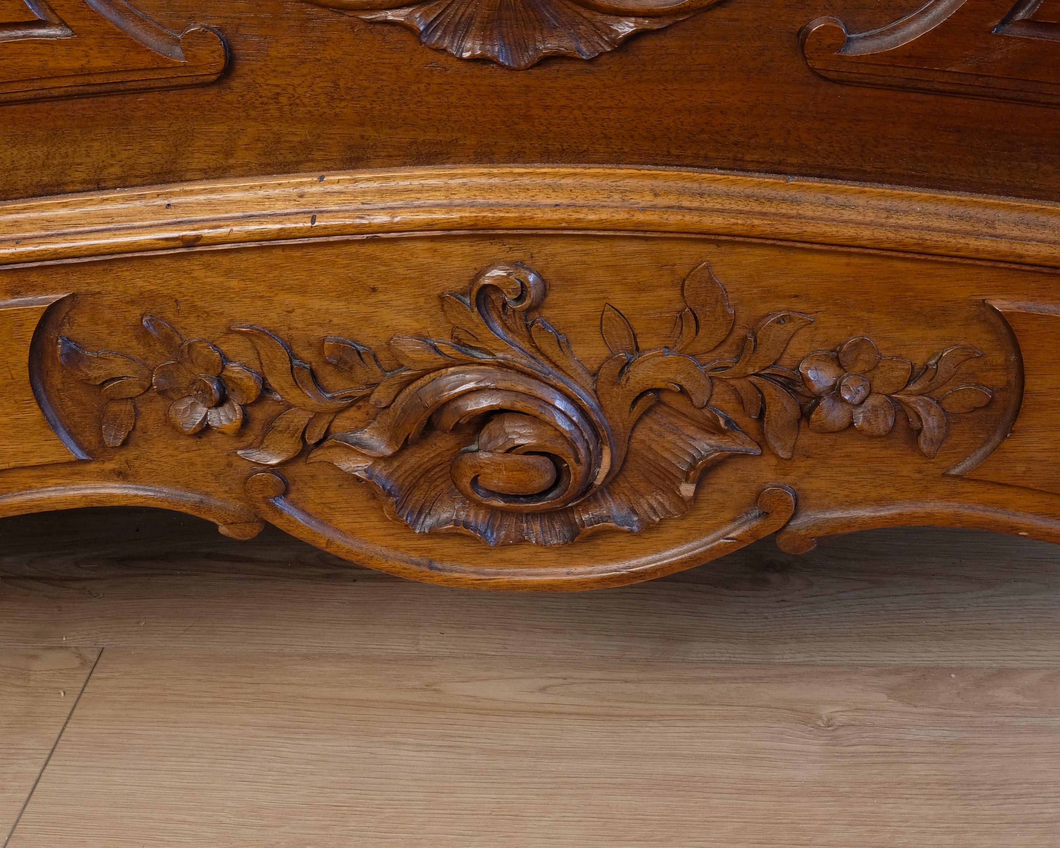 Double, Antique French Walnut Louis XV Bedstead 3