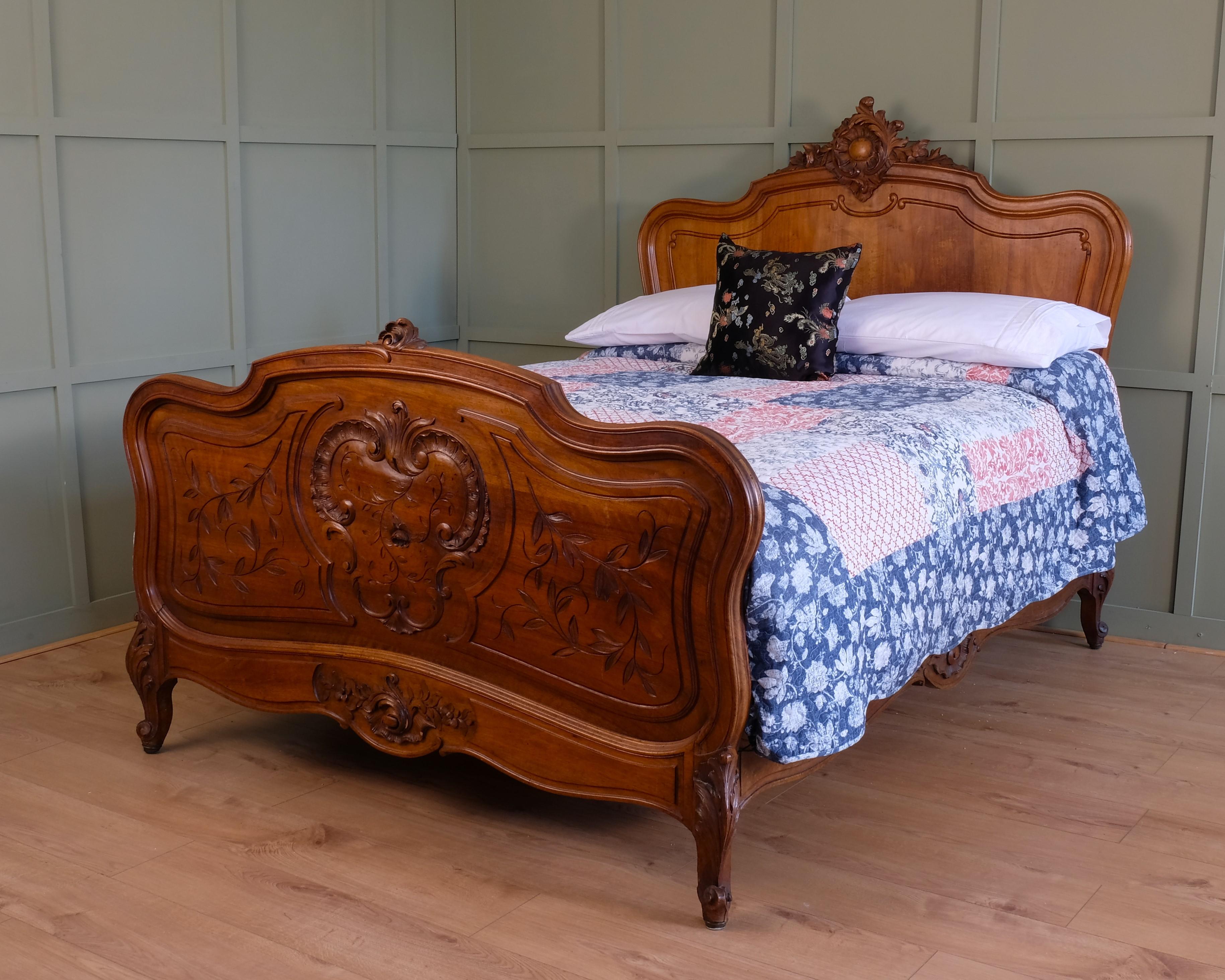 Double, Antique French Walnut Louis XV Bedstead 4