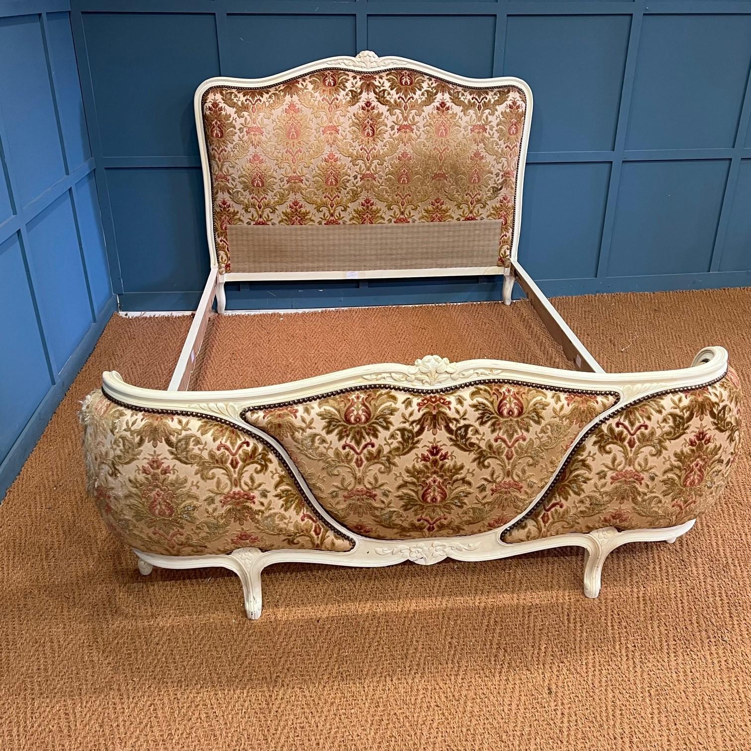 Double, French Antique Upholstered Bed For Sale at 1stDibs