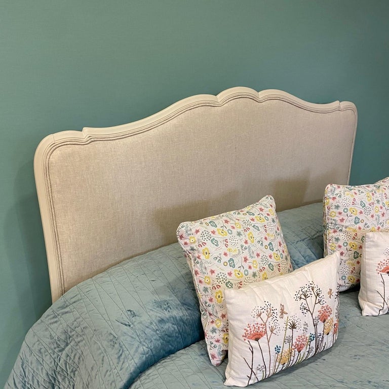 Double, Reupholstered French Antique Double Bed For Sale at 1stDibs