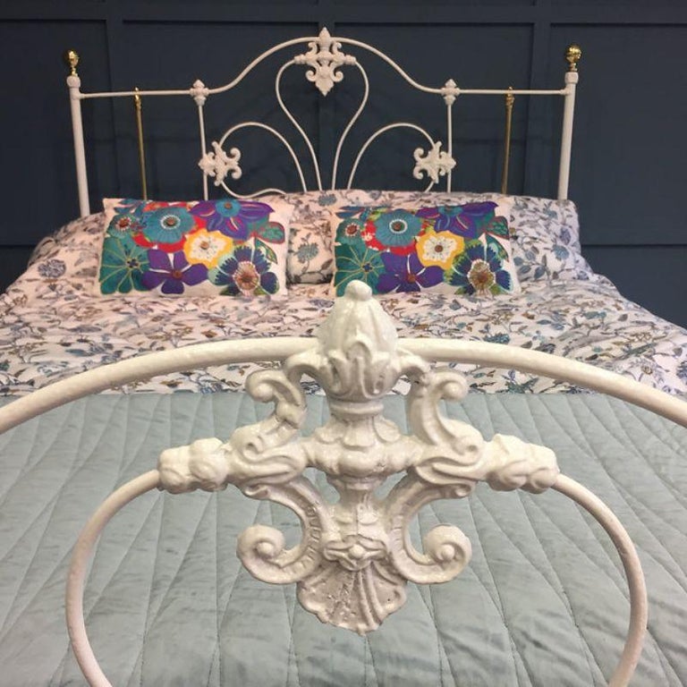 Double 4'6", English Victorian Iron and Brass Metal Bed Frame Brass