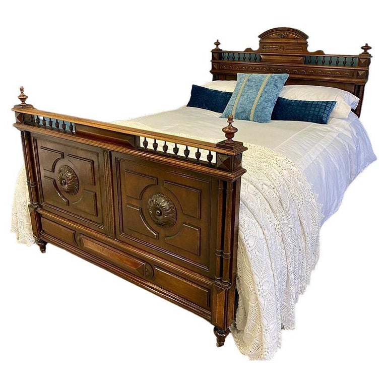 Double, Antique Wooden Bed For Sale at 1stDibs