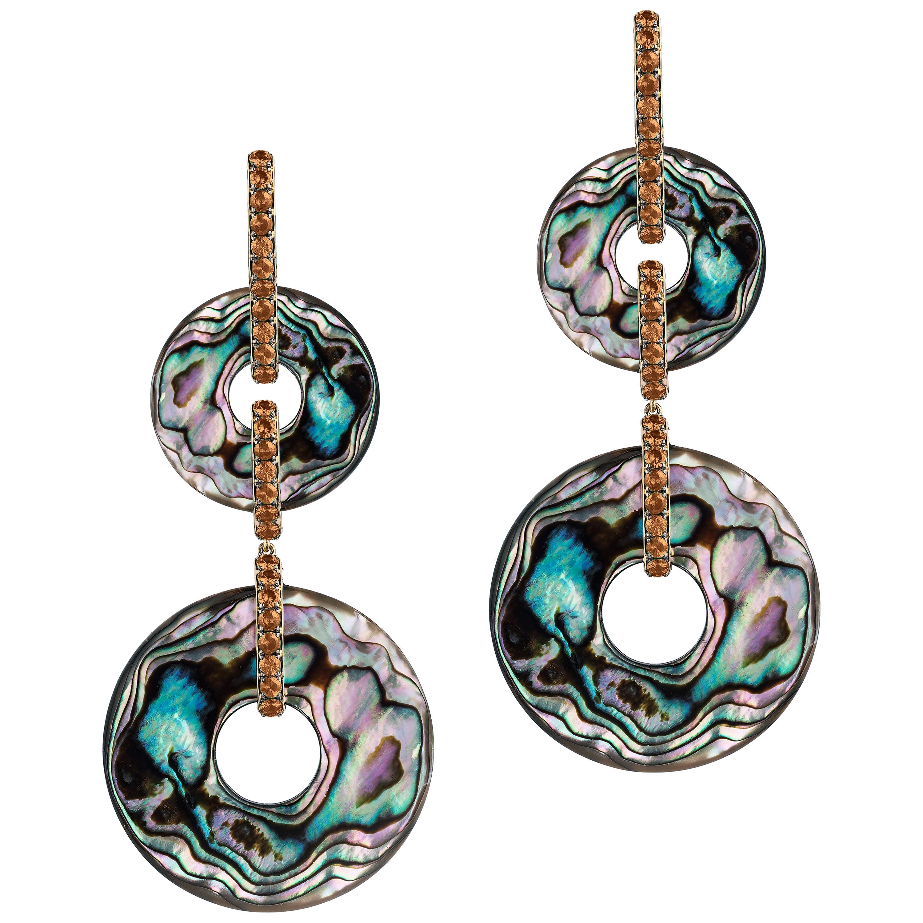 Camry Gold Earrings in Iridescent Abalone