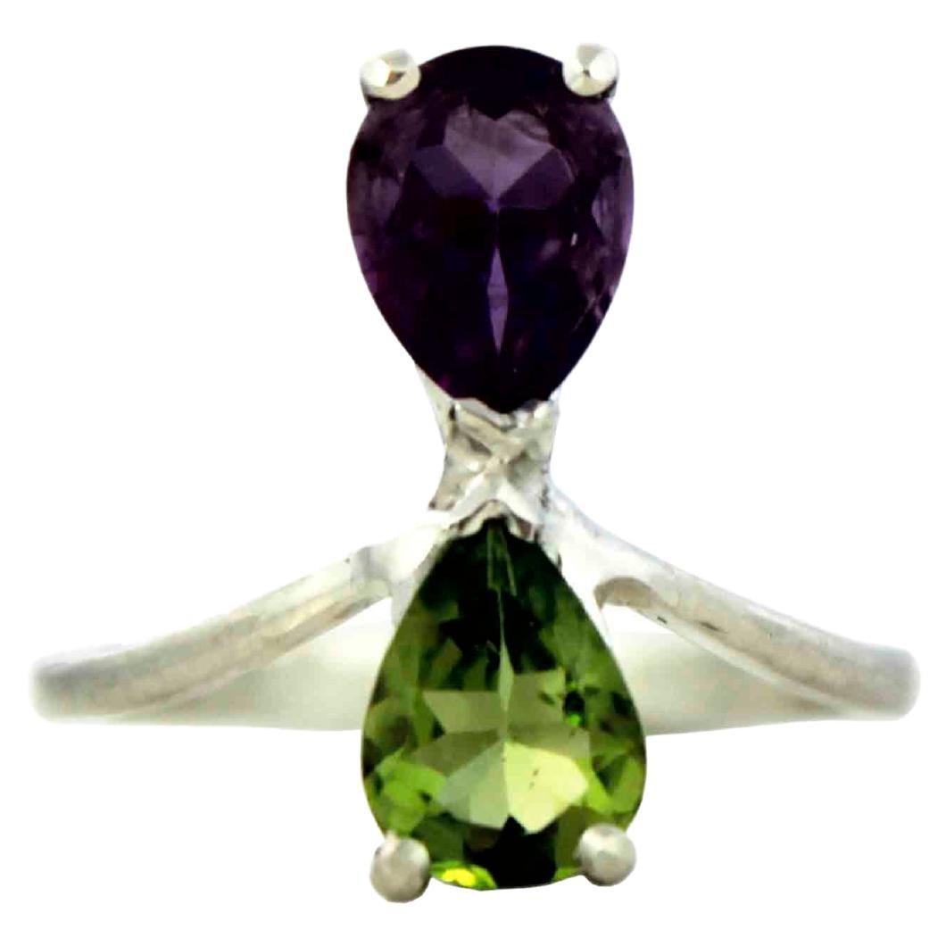 Double Amethyst And Peridot Ring For Sale