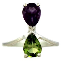 Double Amethyst And Peridot Ring
