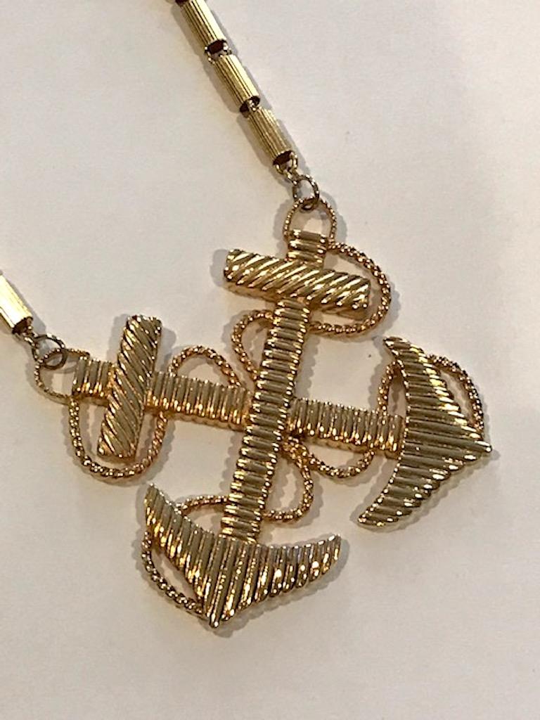 Double Anchor Nautical 1970s Pendant Necklace In Good Condition In New York, NY