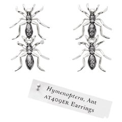 Double Ant Earrings White Gold Black Rhodium Diamonds