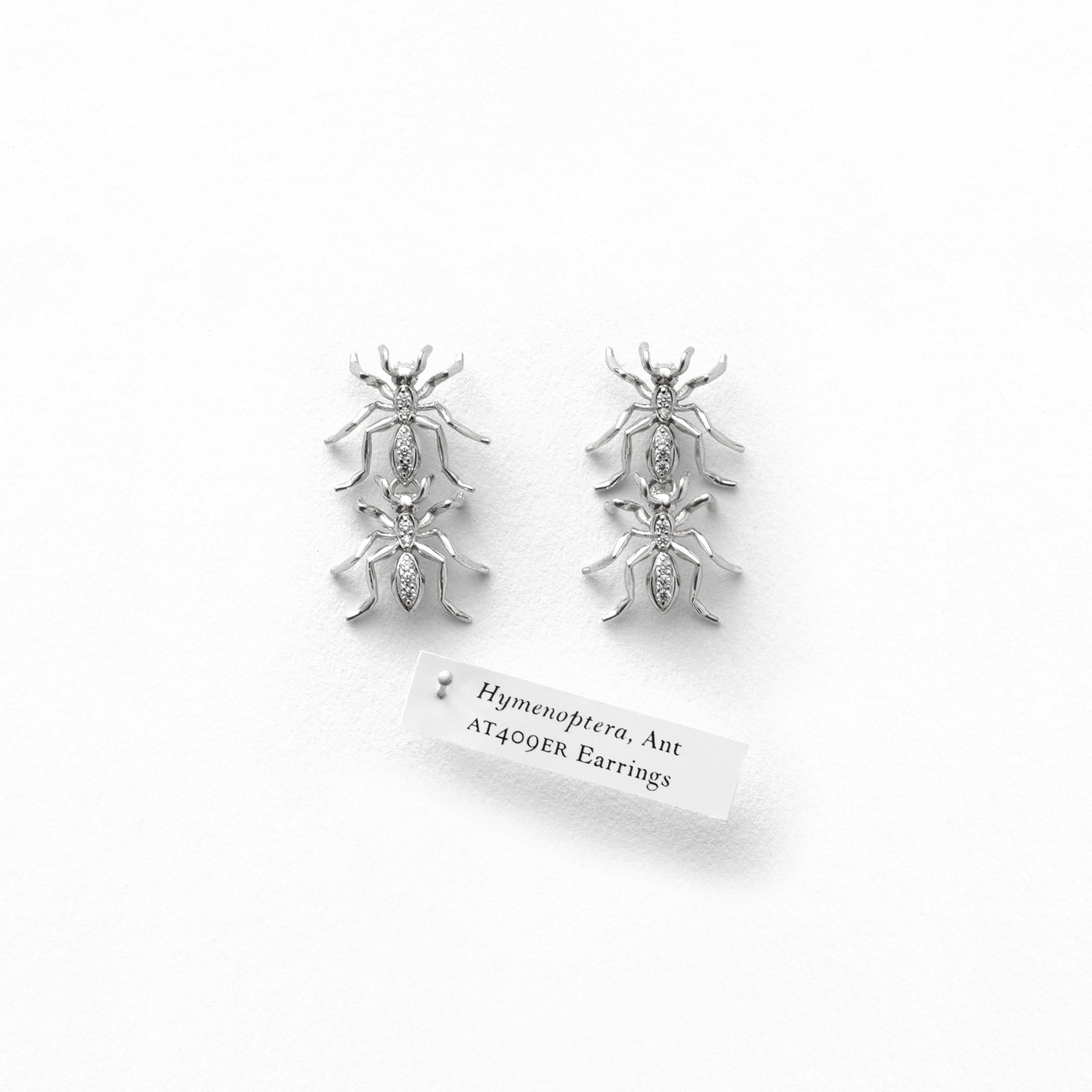 Brilliant Cut Double Ant Earrings White Gold Diamonds For Sale